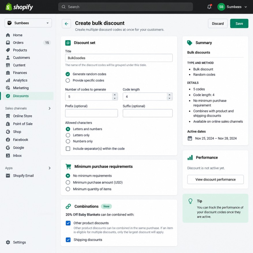 Shopify store administration dashboard